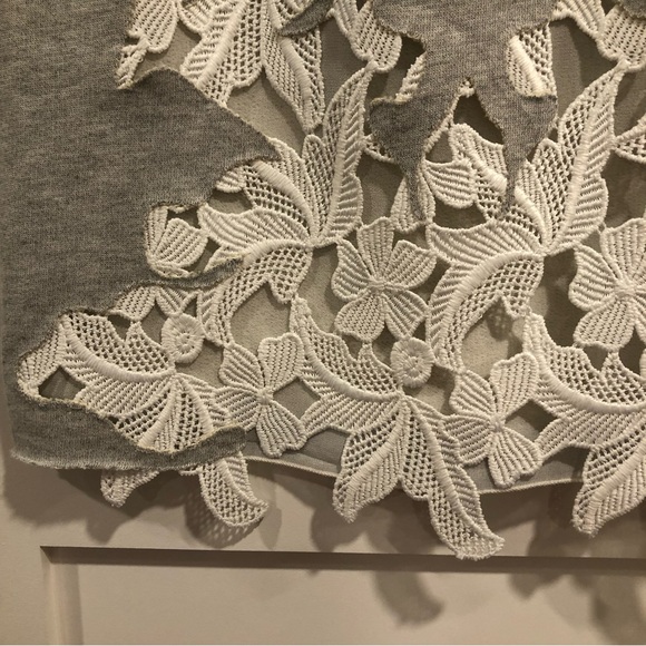 Zara Collection W & B. Grey mini skirt with white flower embroidery. Size S. - Picture 5 of 7